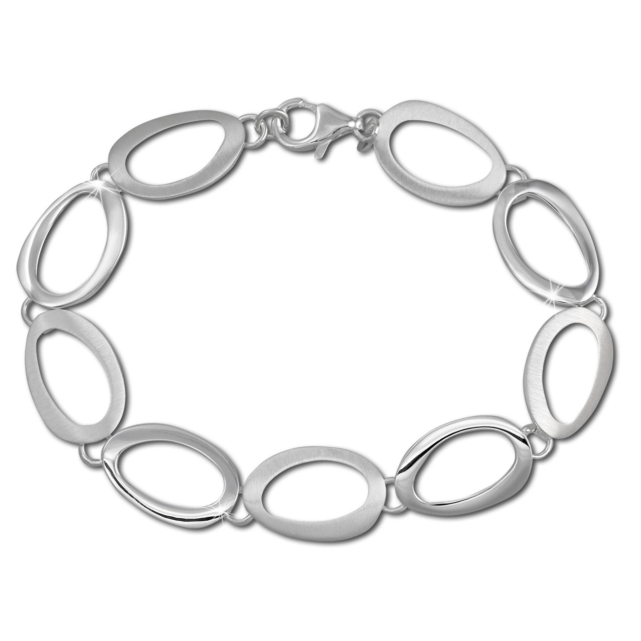 SilberDream Armband Oval offen matt/glänzend 925 Sterling Silber 19,5cm SDA433