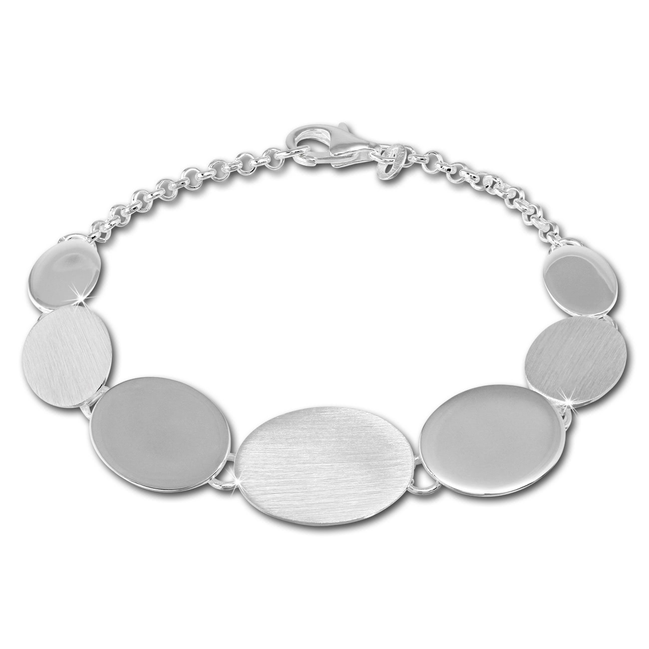 SilberDream Armband Oval matt/glänzend 925 Sterling Silber 19,5cm SDA434