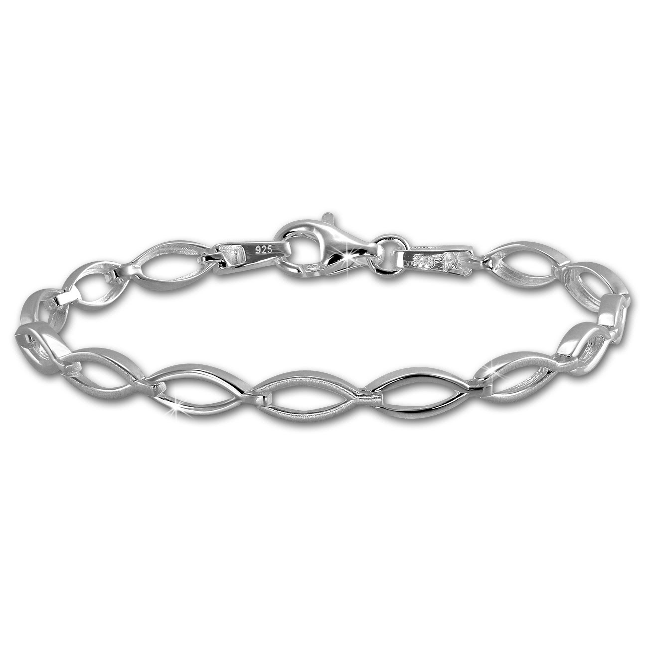 SilberDream Armband Oval matt/glänzend 925 Sterling Silber 19,5cm SDA455J