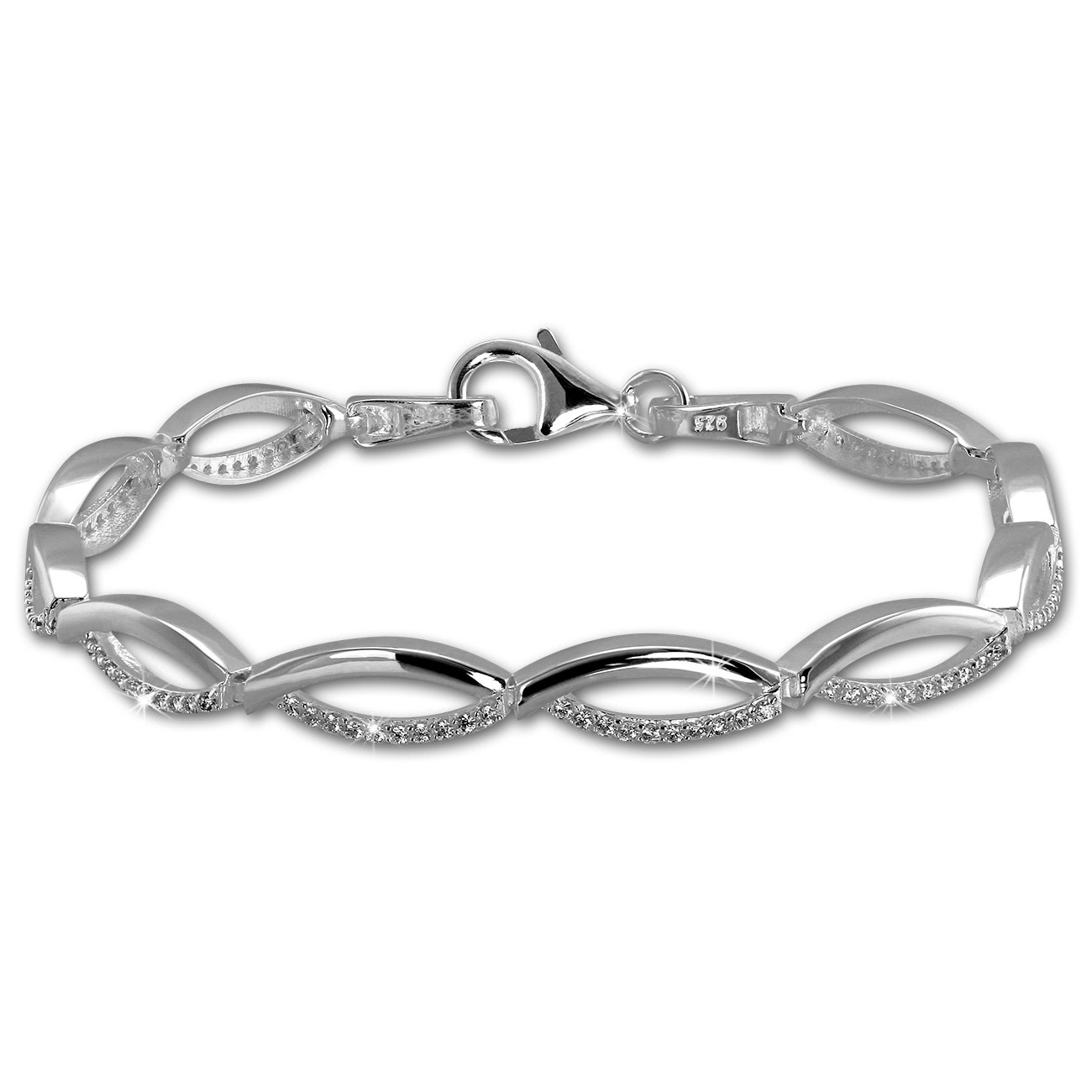 SilberDream Armband Oval Zirkonia weiß 925er Silber 18,5cm Damen SDA460W