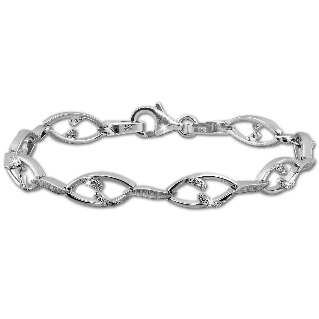 SilberDream Armband Ranke Zirkonia weiß 925er Sterling Silber 19cm Damen SDA472W