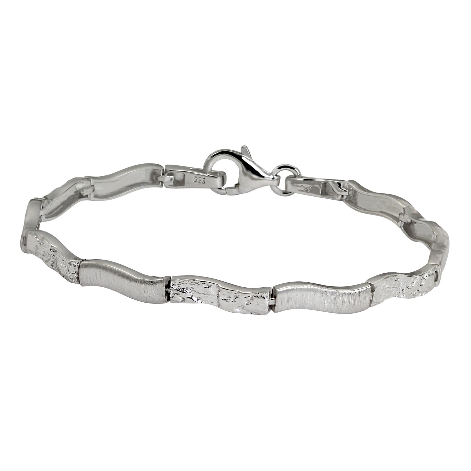 SilberDream Armband Wave 925 Silber gehämmert matt 19cm SDA4792O