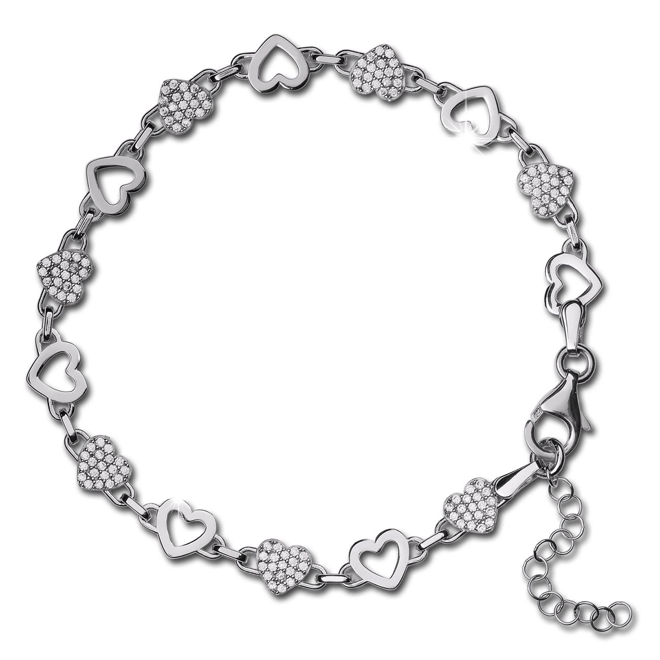 SilberDream Armband Herzen 925 Silber poliert Zirkonia ca. 21,5cm SDA4798W