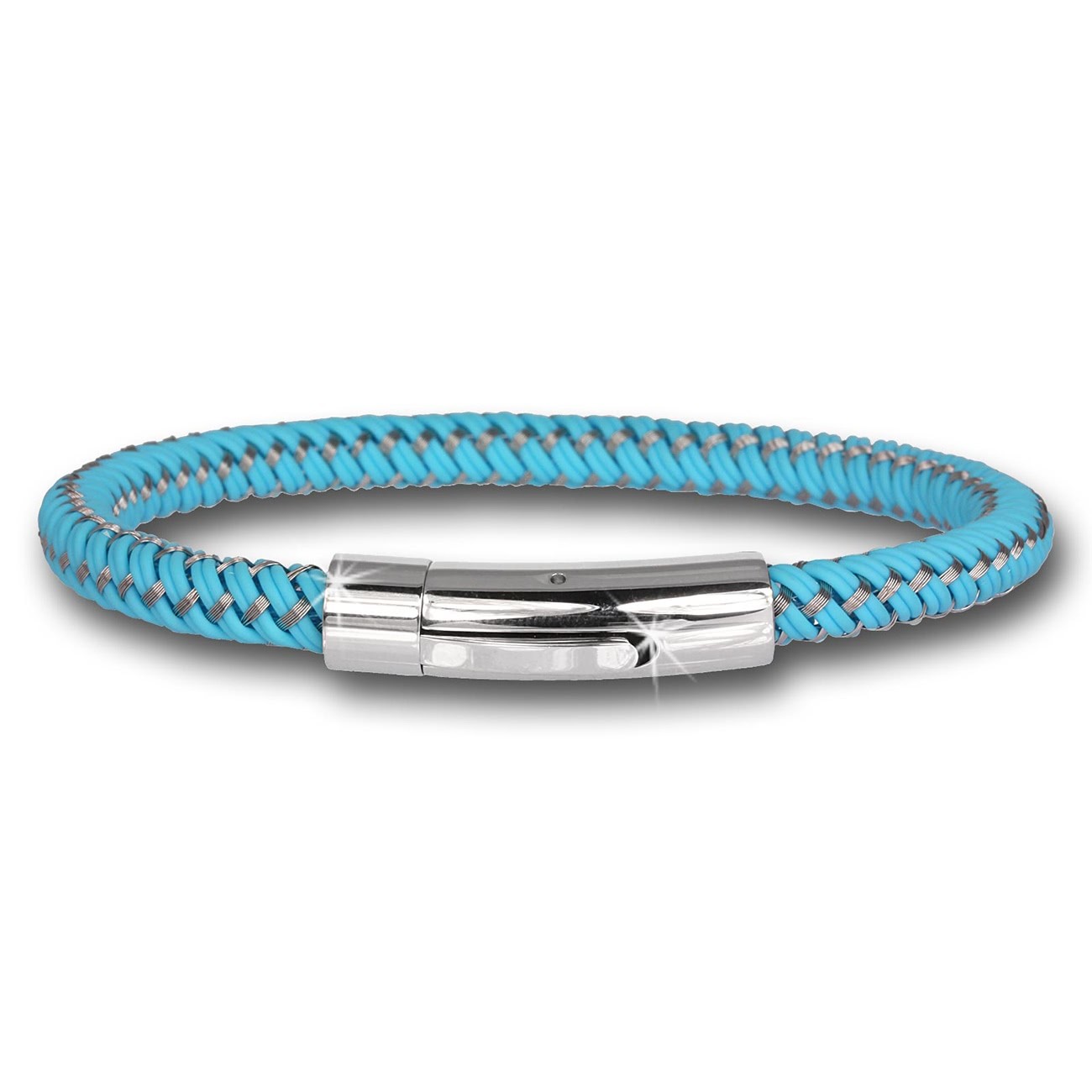 SilberDream Damen Armband Geflecht türkis mit Stahlverschluss SDA503T