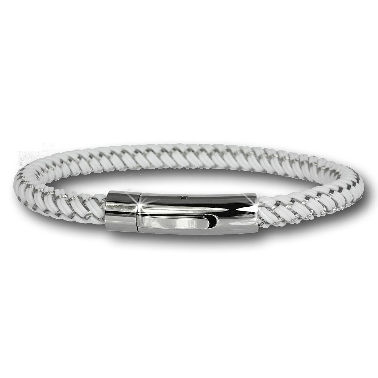 SilberDream Damen Armband Geflecht weiß mit Stahlverschluss SDA503W