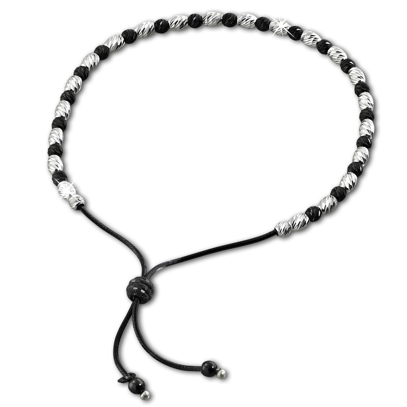 SilberDream Armband Perlen diamantiert schwarz 925er Silber Damen SDA7001S