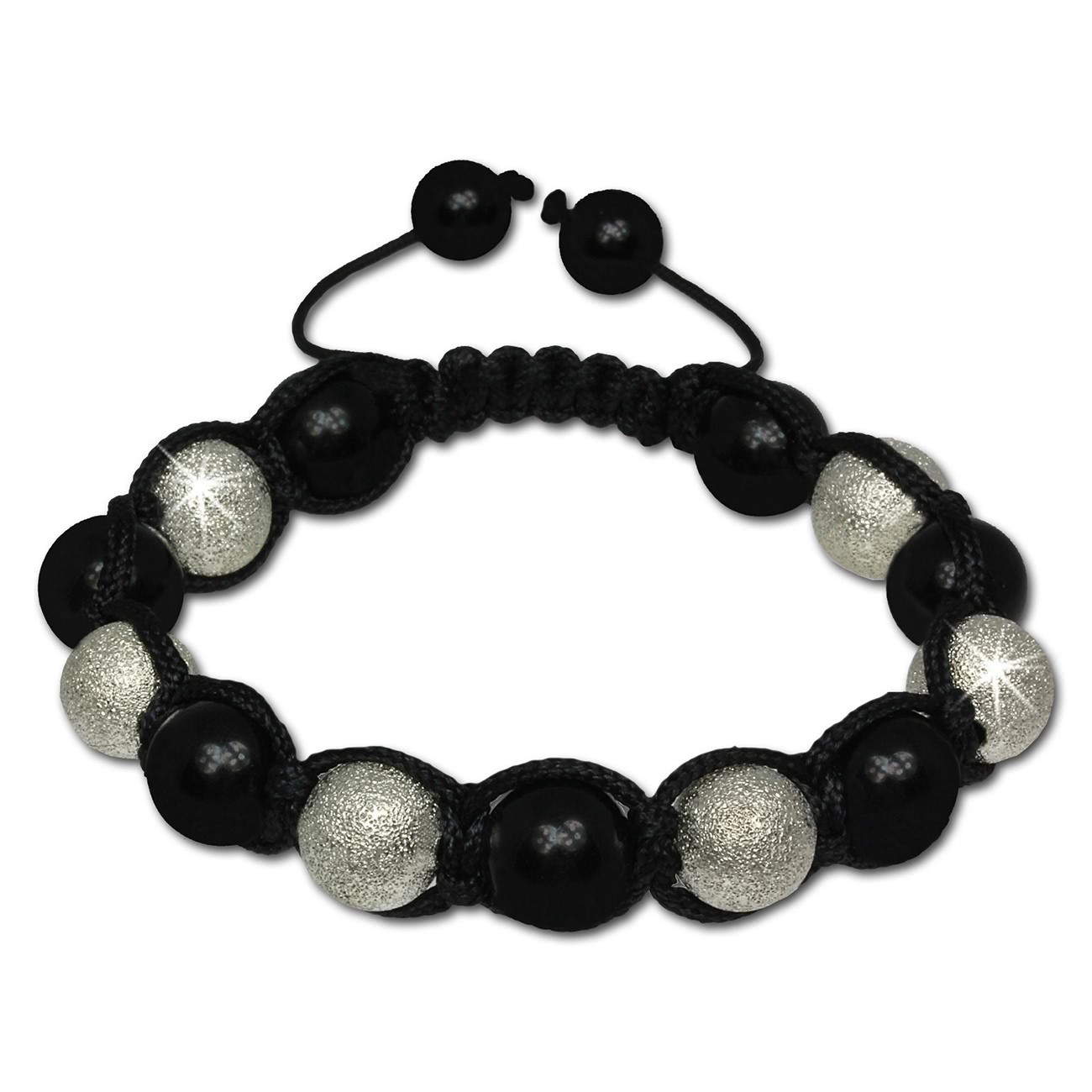 SilberDream Shamballa Armband Stein schwarz / silber SDA913