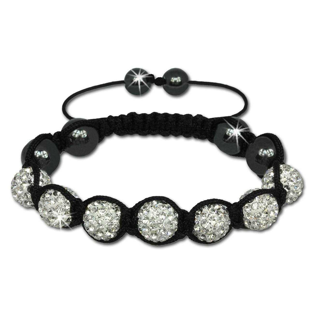 SilberDream Shamballa Armband Zirkonia weiß 7 Glitzer Kugeln SDA923