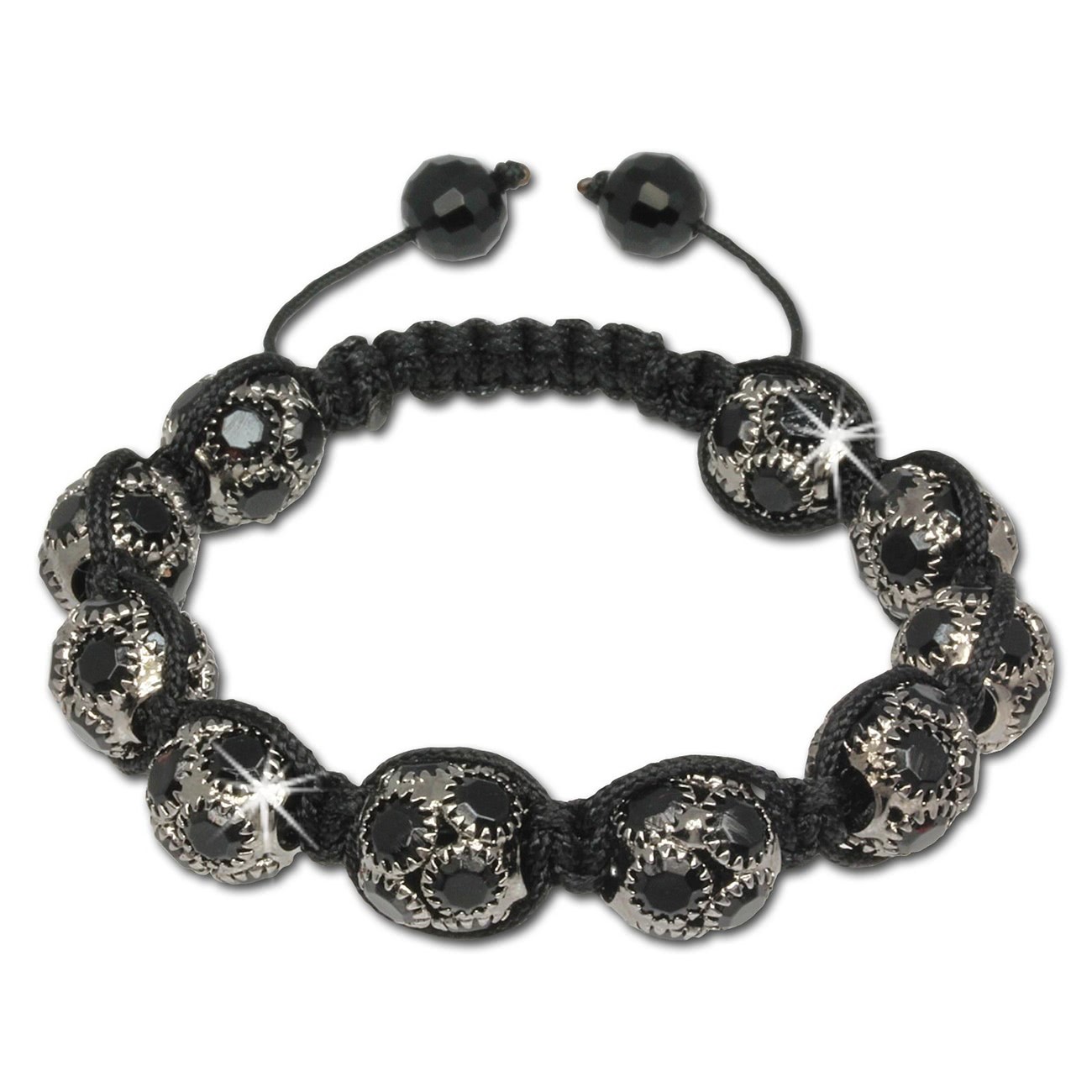 SilberDream Shamballa Armband Zirkonia schwarz 10 Kugeln SDA926