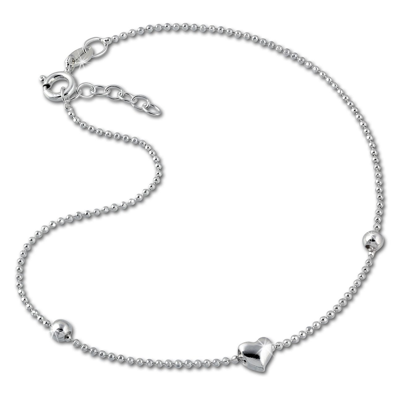 SilberDream Fußkette Herzchen 25cm 925 Sterling Silber SDF2045