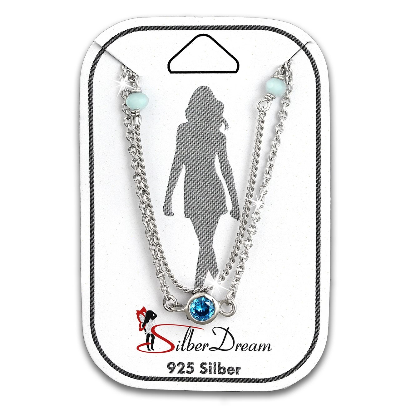 SilberDream Fußkette Zirkonia türkis 25cm 925 Sterling Silber SDF5025T