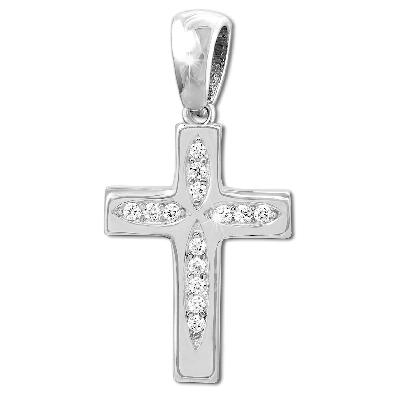 SilberDream Ketten Anhänger -Kreuz- Zirkonia weiß 925 Silber SDH4389W