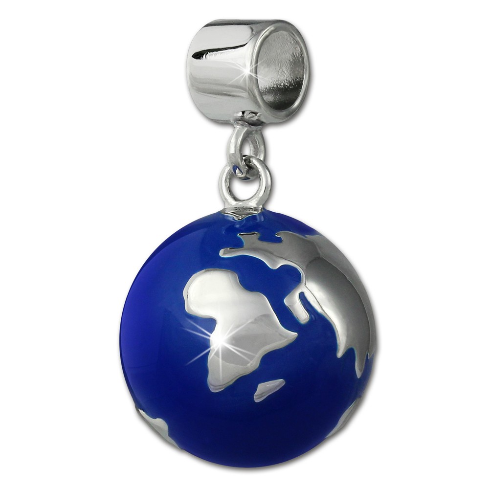 SilberDream Ketten Anhänger Weltkugel blau Emaille 925er Silber SDH601B