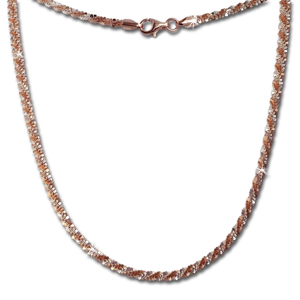 SilberDream Collier Kette gedreht rose vergoldet 925 Silber Damen 45cm SDK21645E