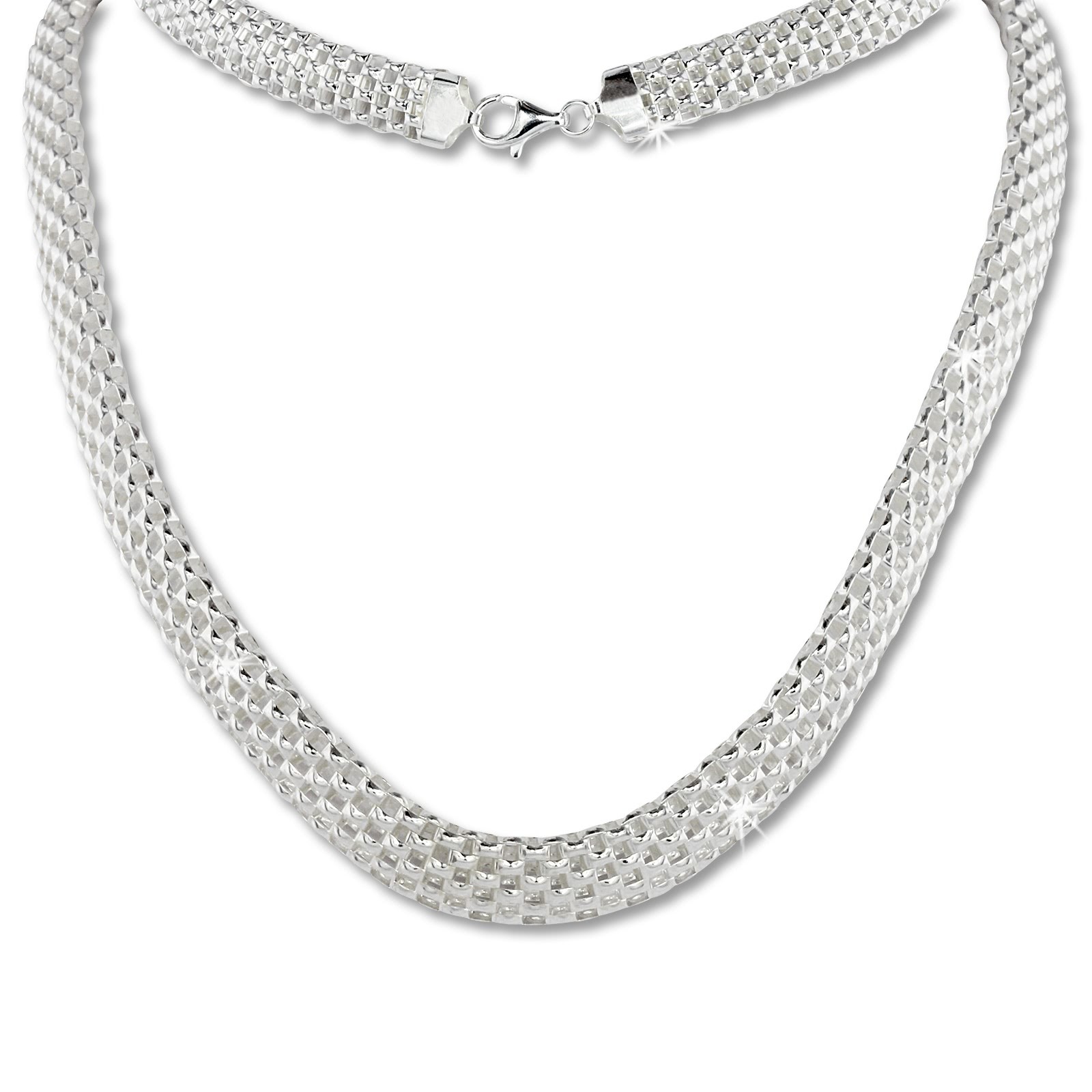 SilberDream Collier Kette Geflecht 925er Silber Damen ca. 45cm SDK22045J