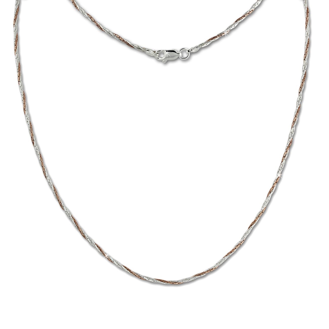 SilberDream Collier Kette gedreht Rose vergoldet 925 Silber 45cm SDK22145E