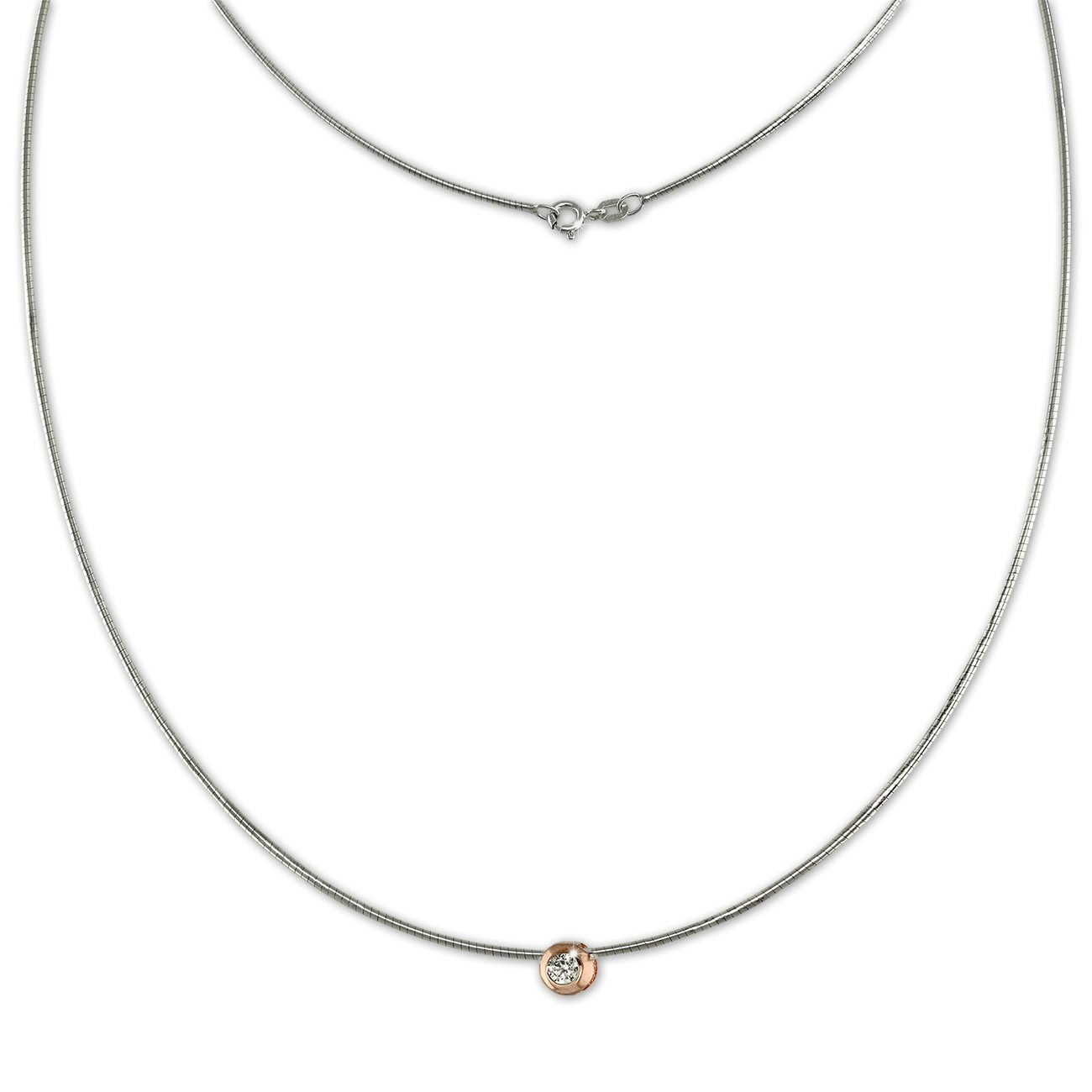 SilberDream Omega Halskette Zirkonia rose aus 925er Silber Damen 50cm SDK23245E