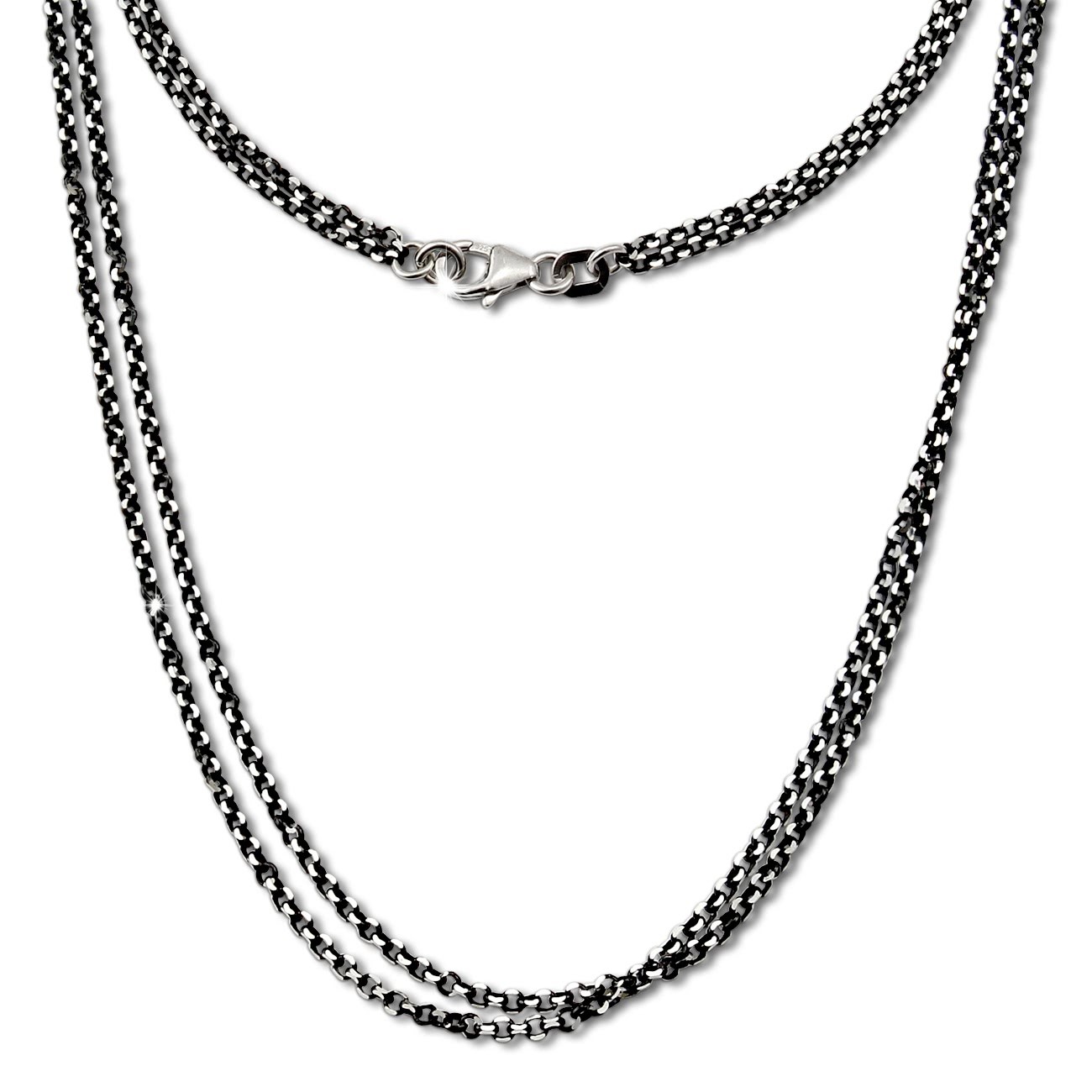 SilberDream Collier Kette schwarz 925 Silber Damen 45cm SDK24245S