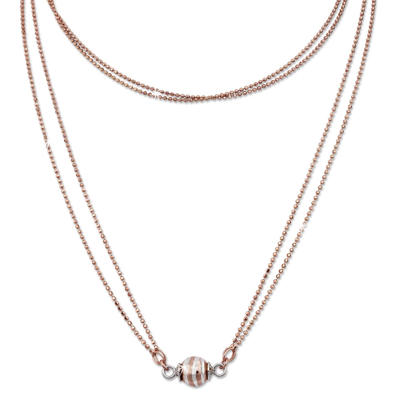 SilberDream Collier Kette Kugel Welle rose 925 Silber Damen 45cm SDK24745E