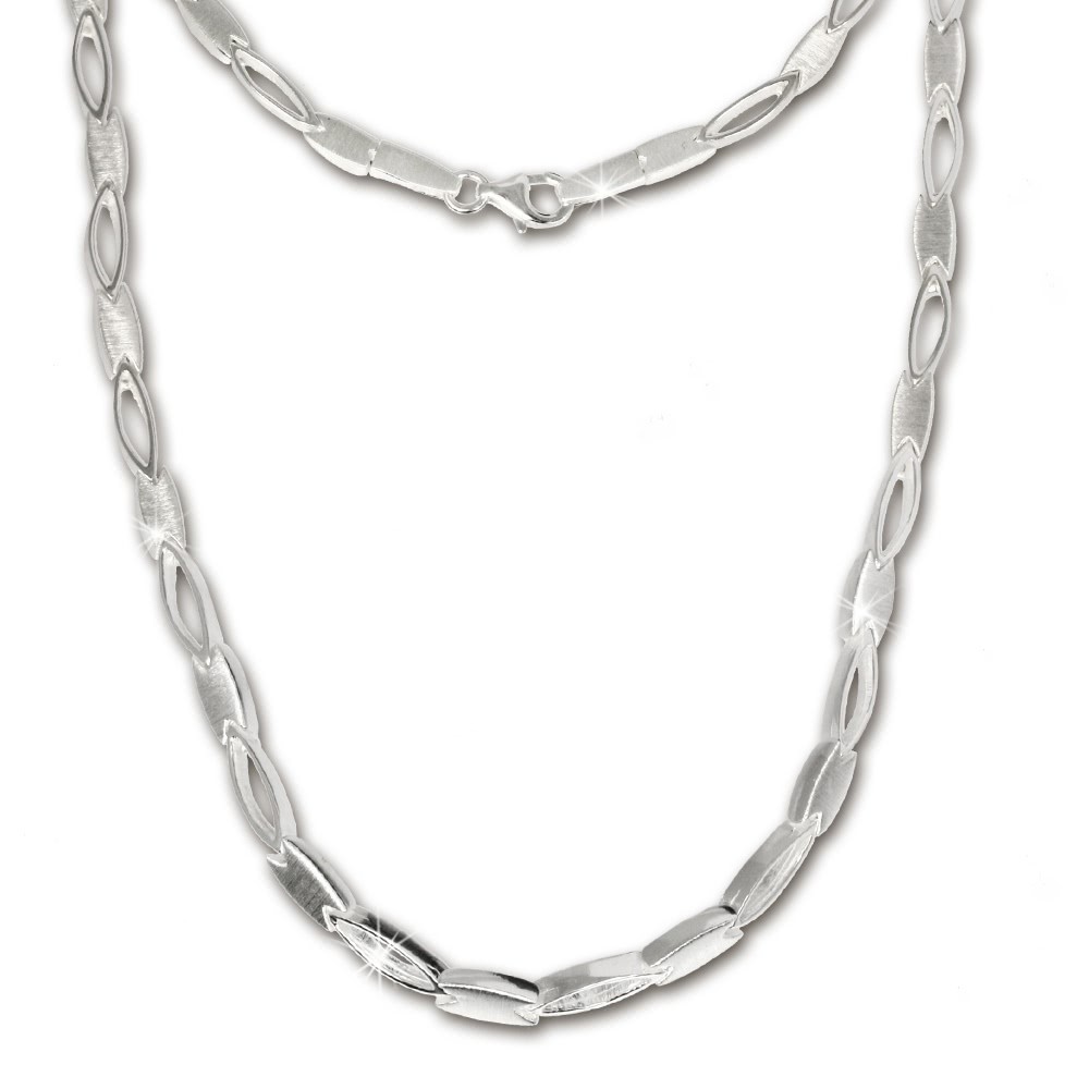 SilberDream Collier oval matt Kette 925 Silber 45cm Halskette SDK403