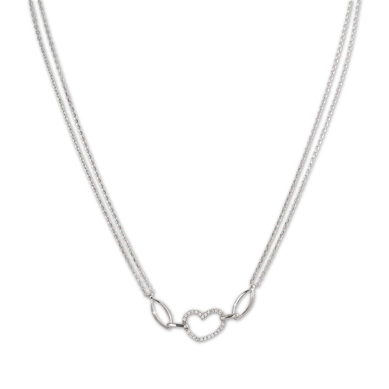 SilberDream Kette Herz Zirkonia weiß 925er Silber 45cm Halskette SDK423W