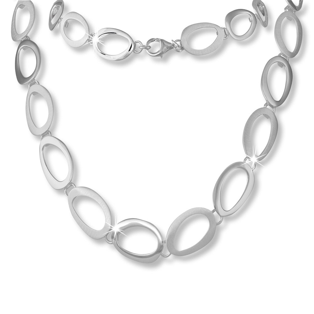 SilberDream Collier Kette Oval offen 925 Silber 45cm Halskette Damen SDK433