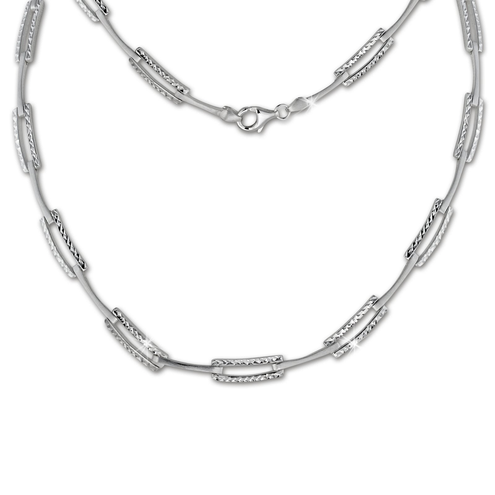 SilberDream Collier Kette diamantiert 925 Silber 44cm Halskette SDK442J