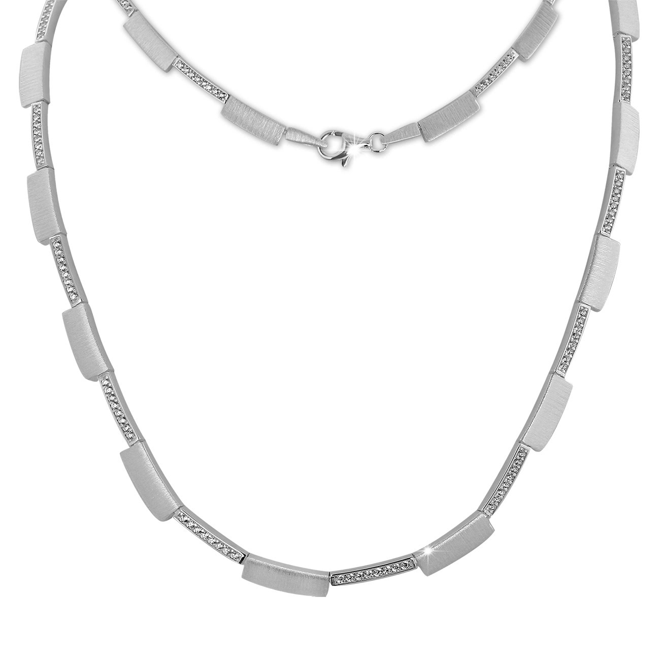 SilberDream Collier Square Zirkonia weiß 925er Silber 44,5cm Halskette SDK454W