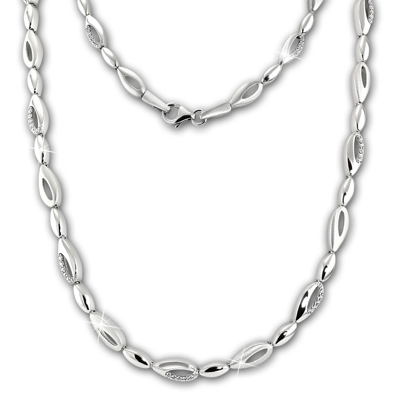SilberDream Collier Tropfen Zirkonia weiß 925er Silber 45cm Halskette SDK476W