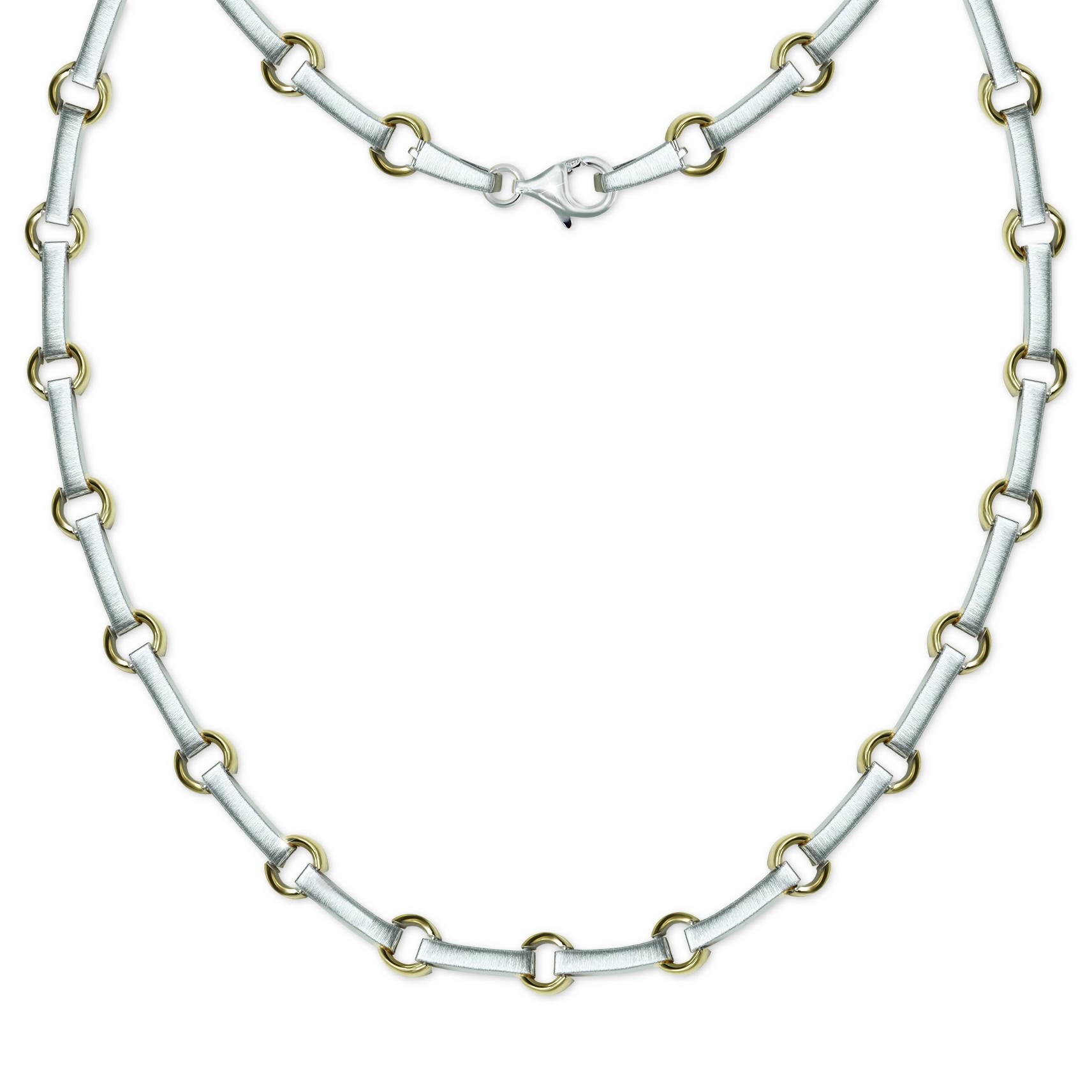 SilberDream Collier Circle 925 Silber matt vergoldet Damen 45cm Kette SDK4801T