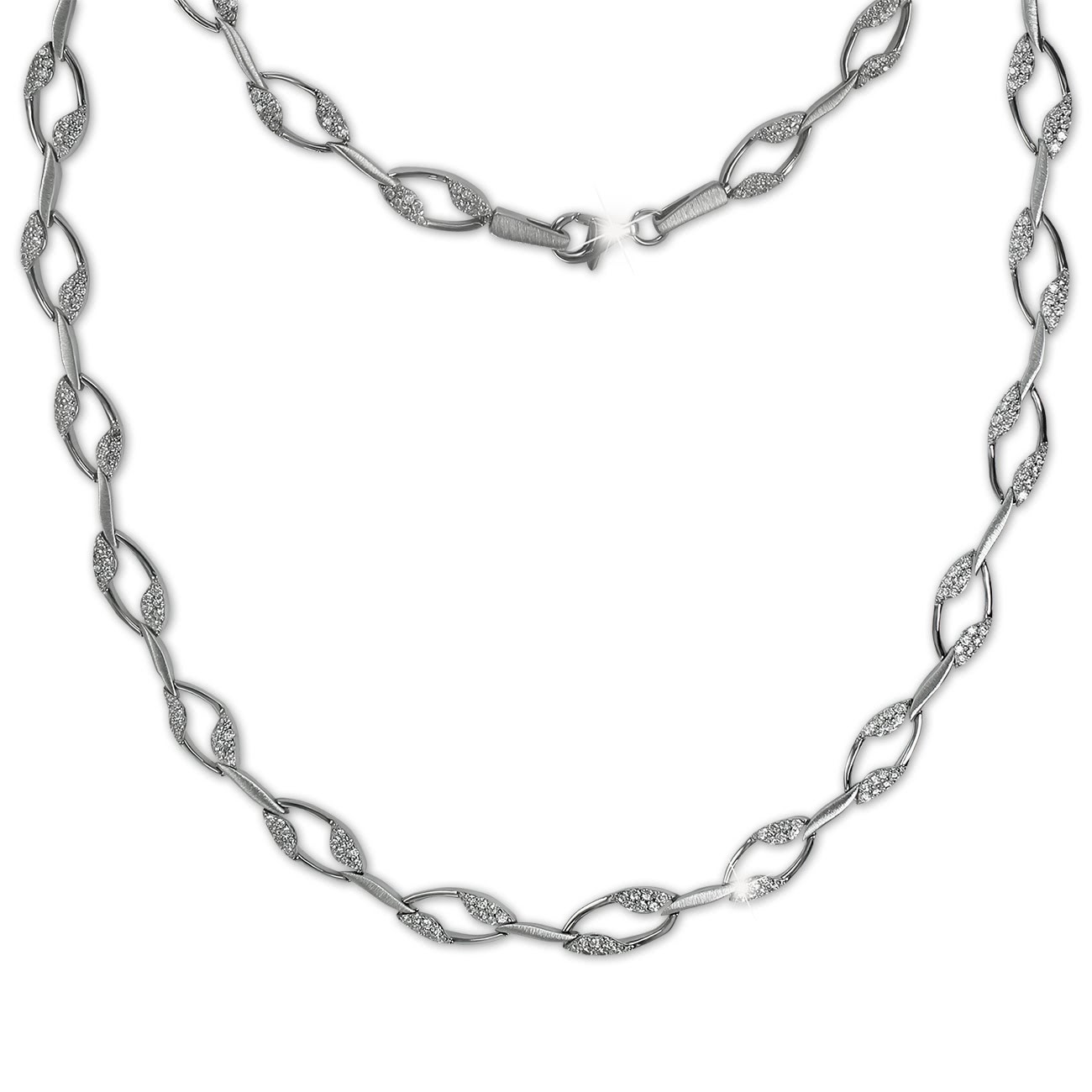 SilberDream Collier Ranke Zirkonia weiß 925er Silber 45cm Kette SDK4805W