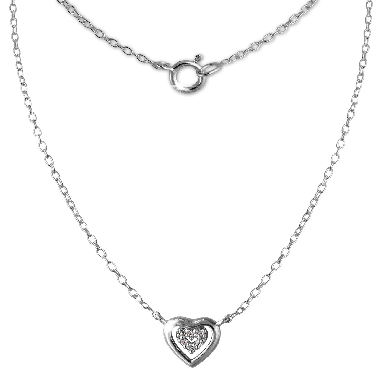 SilberDream Kette Herz 925er Sterling Silber 45cm Halskette SDK8009J