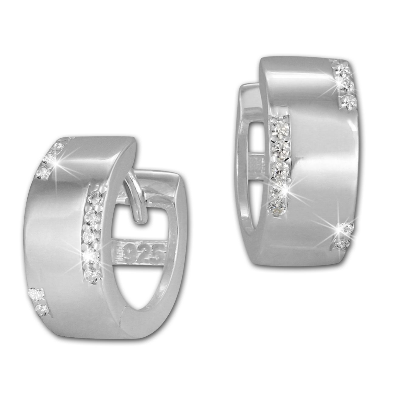 SilberDream Creole Zirkonia weiß 925 Sterling Silber Damen Ohrring SDO385W