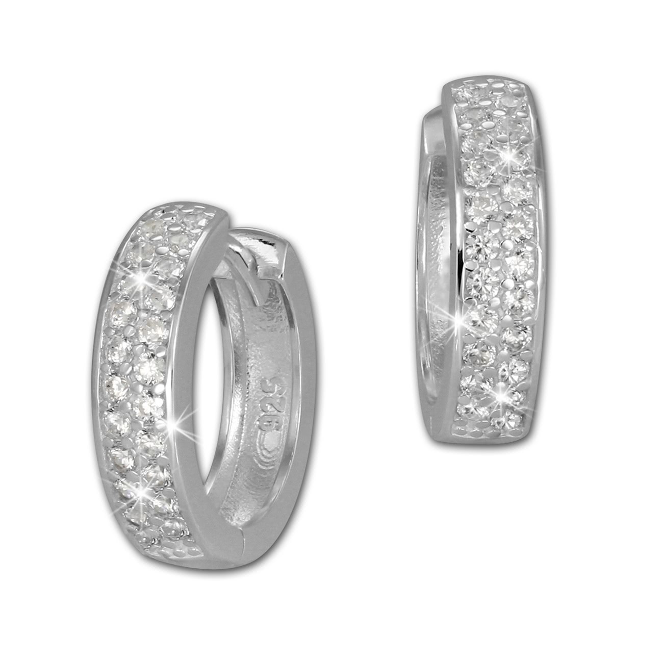 SilberDream Creole 2-reihig Zirkonia weiß 925 Sterling Silber Damen SDO424W