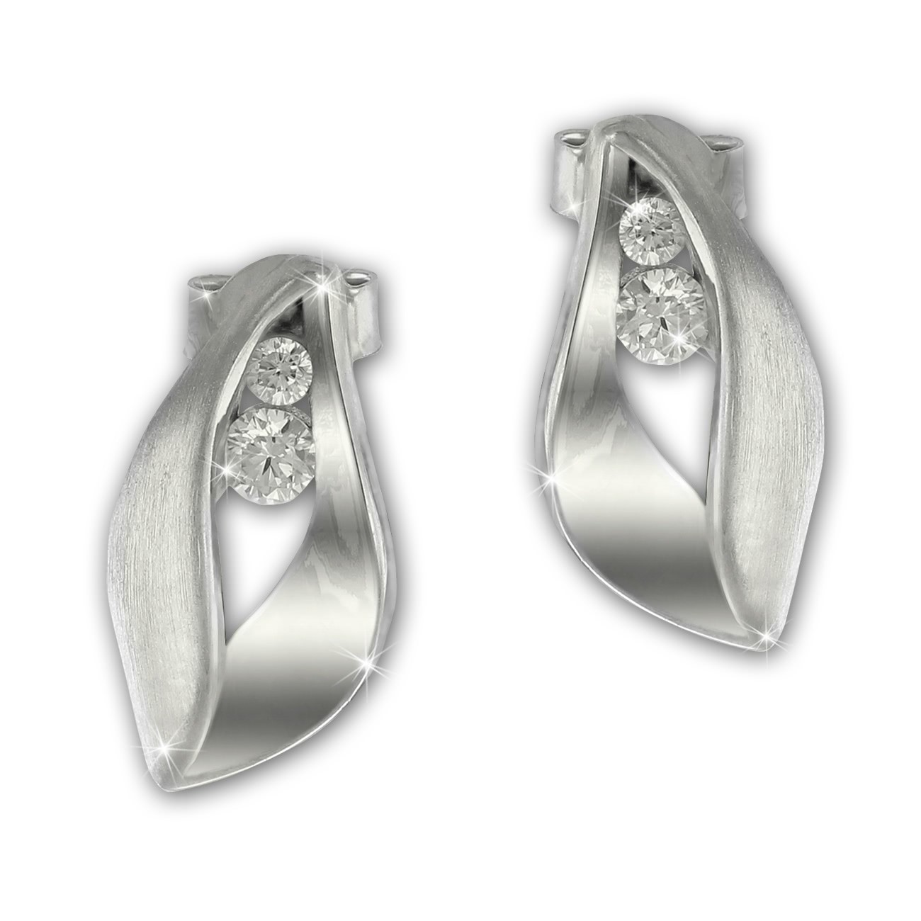 Ohrringe für Damen Ohrstecker 925 Silber Schneeflocke Zirkonia weiß SDO8032W