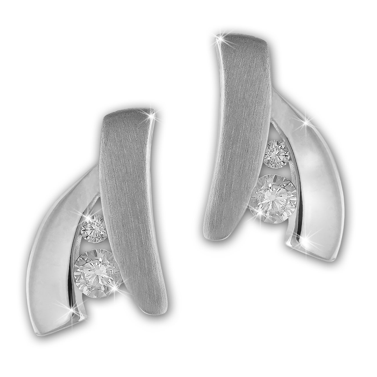 SilberDream Ohrstecker Glamour Zirkonia weiß 925 Silber Damen Ohrring SDO4303W