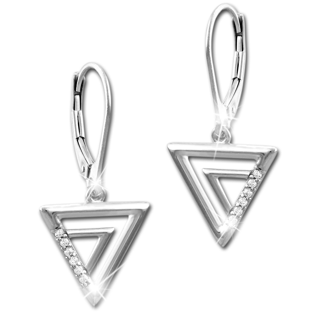SilberDream Ohrhänger Dreiecke Zirkonia 925 Silber Damen Ohrring SDO4315W