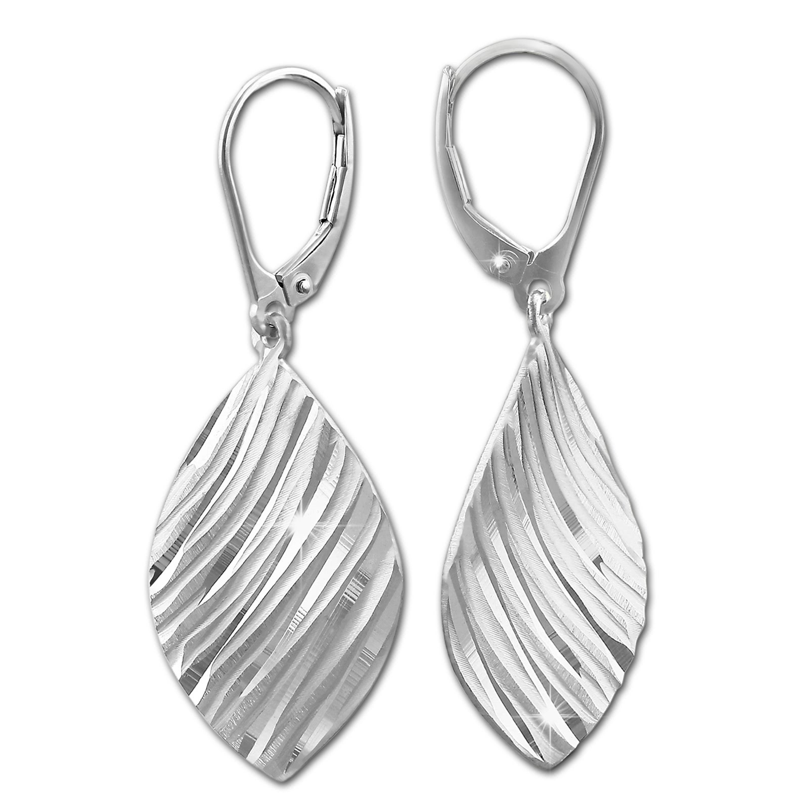 SilberDream Ohrhänger Blatt diamantiert 925er Silber Damen Ohrring SDO4320J
