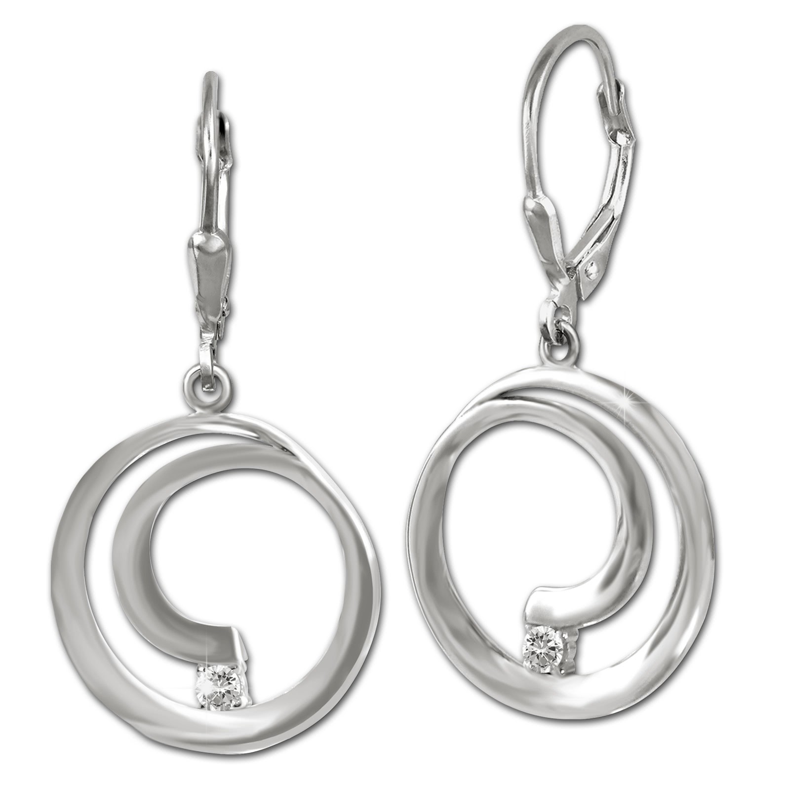 SilberDream Ohrhänger Spirale Zirkonia weiß 925 Sterling Silber Damen SDO4379W