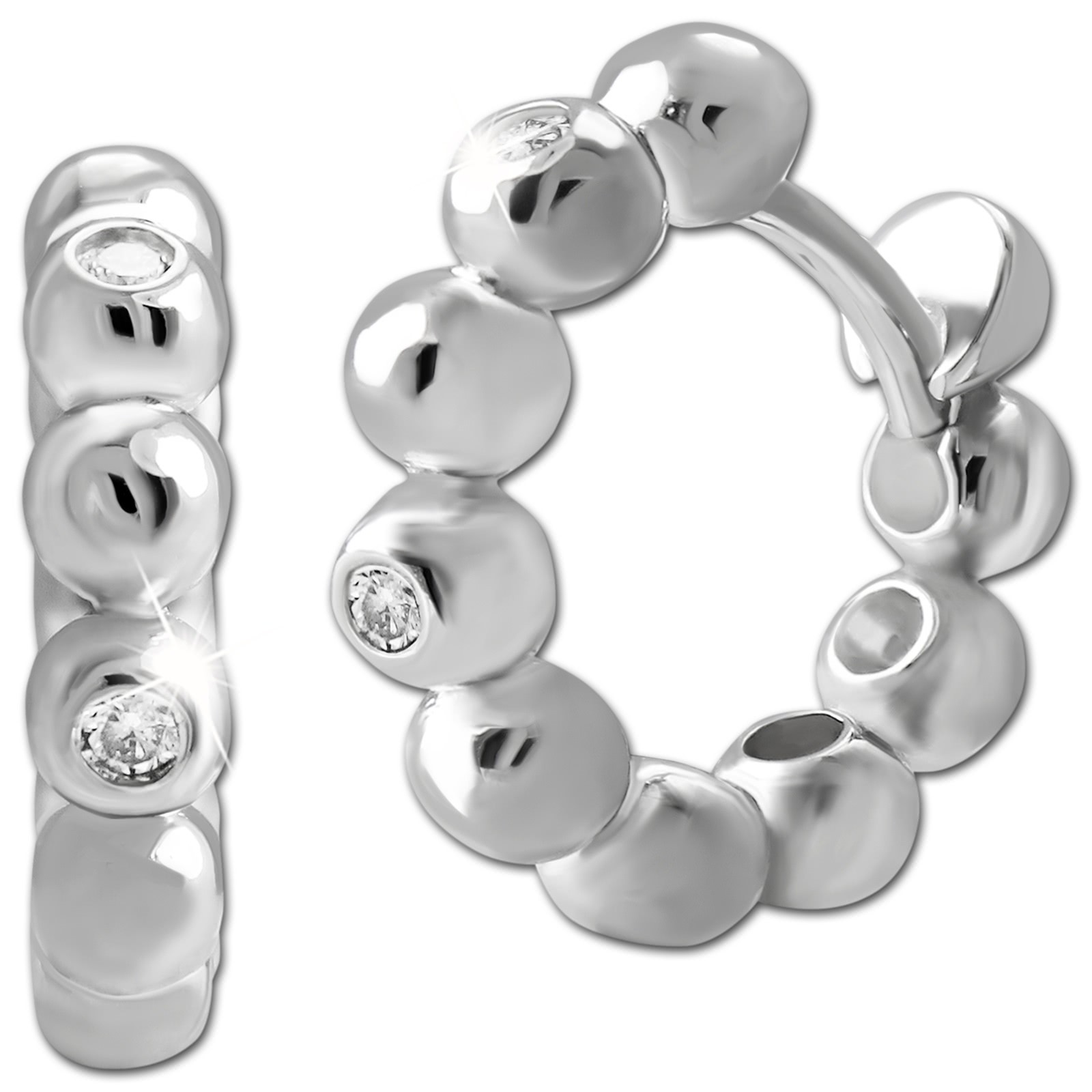 SilberDream Creole Balls Zirkonia 925 Sterling Silber Damen Ohrringe SDO4447W