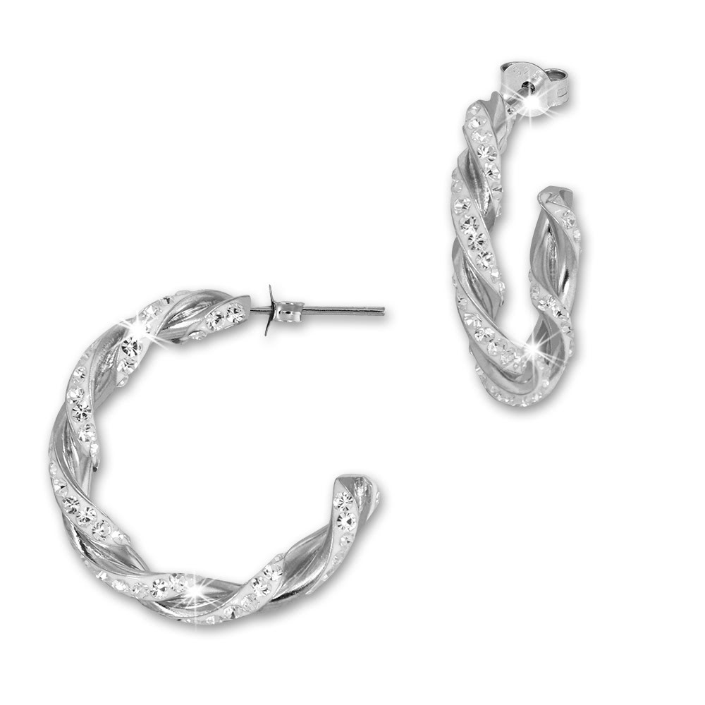 SilberDream Creole gedreht Zirkonia weiß 925 Sterling Silber Damen SDO4722