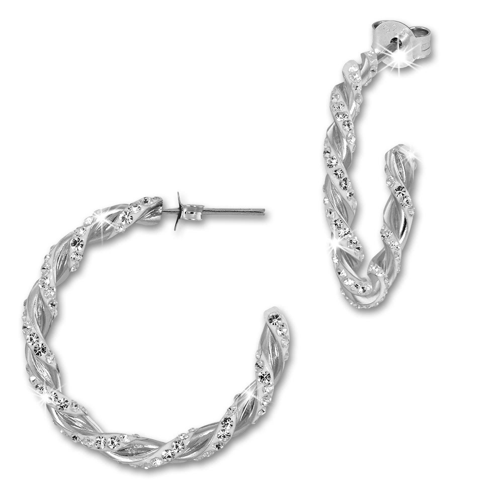 SilberDream Creole gedreht Zirkonia weiß 925 Sterling Silber Damen SDO4723