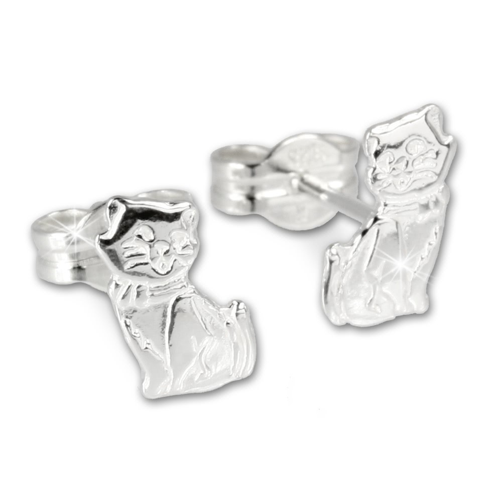 SilberDream Ohrringe Katze 925 Sterling Silber Ohrstecker SDO512