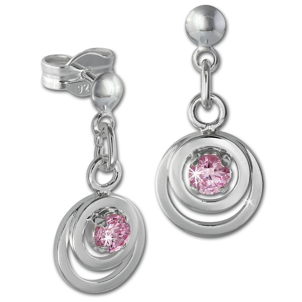 SilberDream Ohrring Doppelring Zirkonia rosa 925 Ohrhänger SDO580A