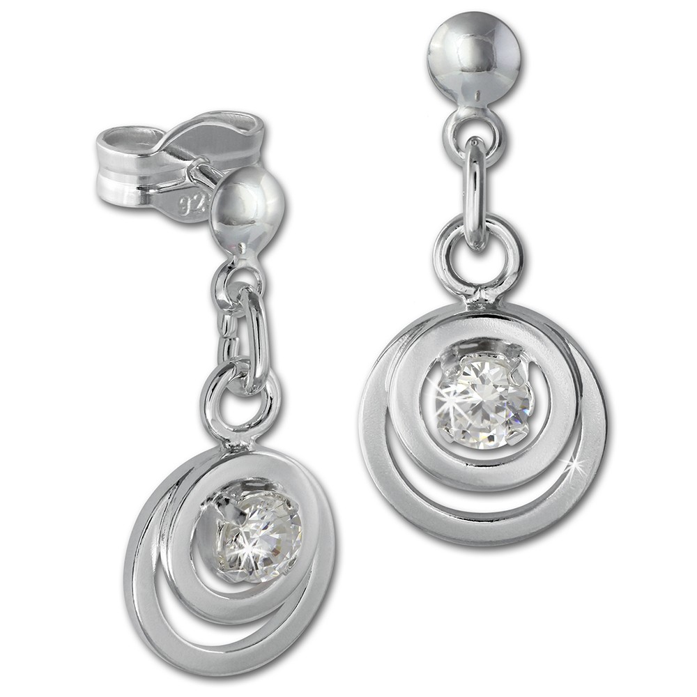 SilberDream Ohrring Doppelring Zirkonia weiß 925 Ohrhänger SDO580W