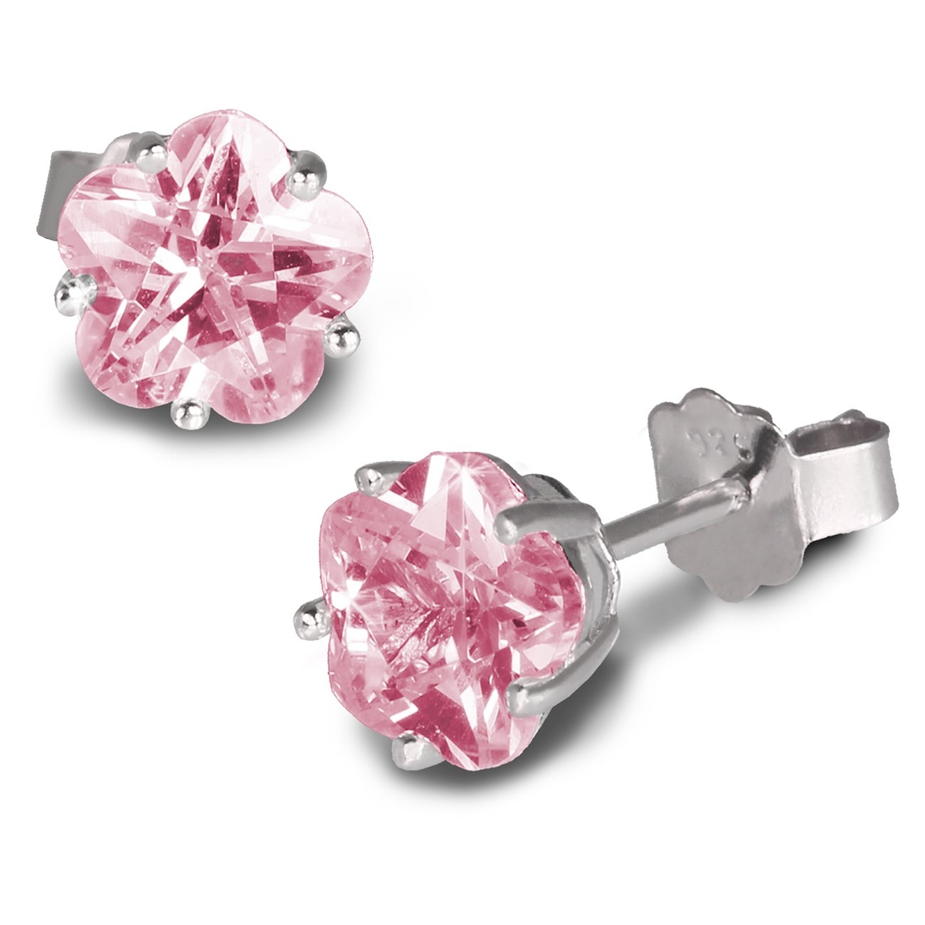 SilberDream Ohrringe Blume 6mm Zirkonia rosa Silber Ohrstecker SDO736A