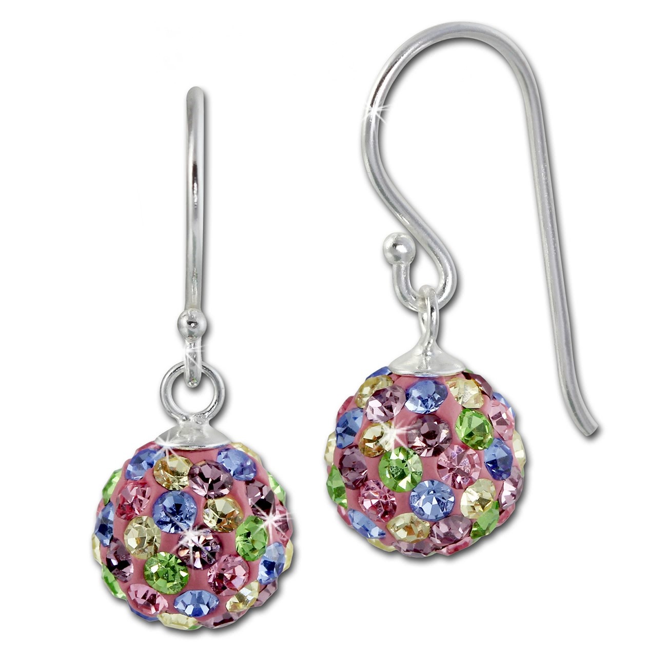 SilberDream Ohrhänger Glitzer Kugel Fun Zirkonia bunt 925er SDO8604B