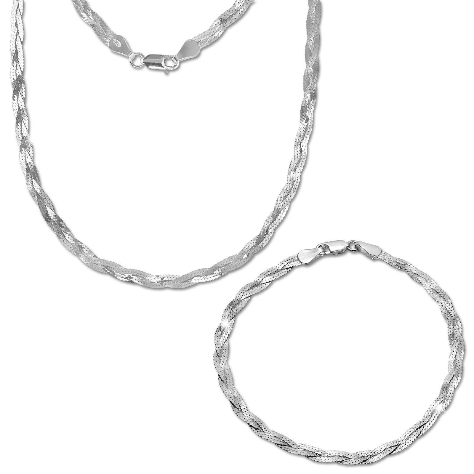SilberDream Schmuckset Zopf Halskette & Armband 925 Sterling Silber SDS2201C