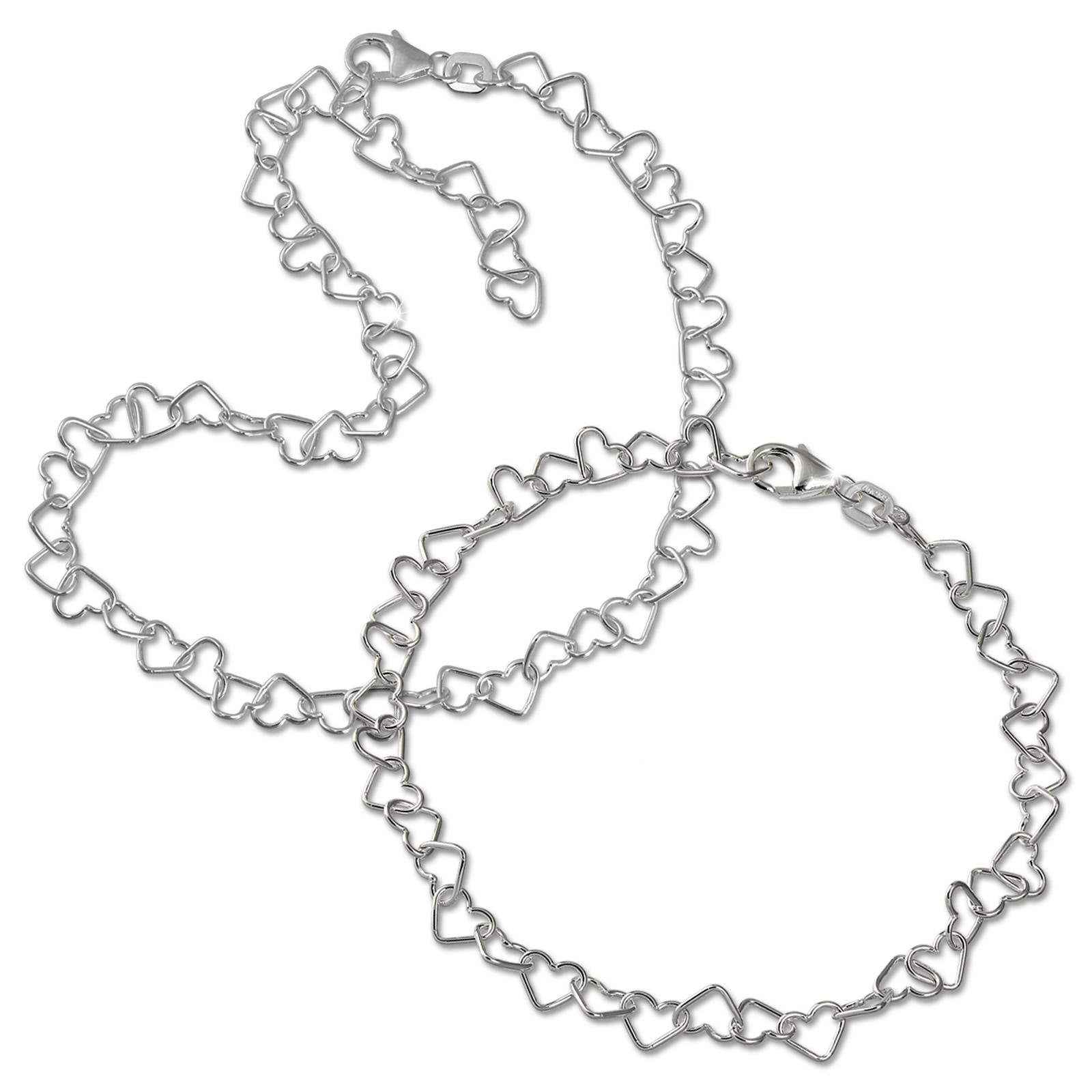 SilberDream Schmuckset Herzchen Fußkette & Armband 925 Sterling Silber SDS2204C
