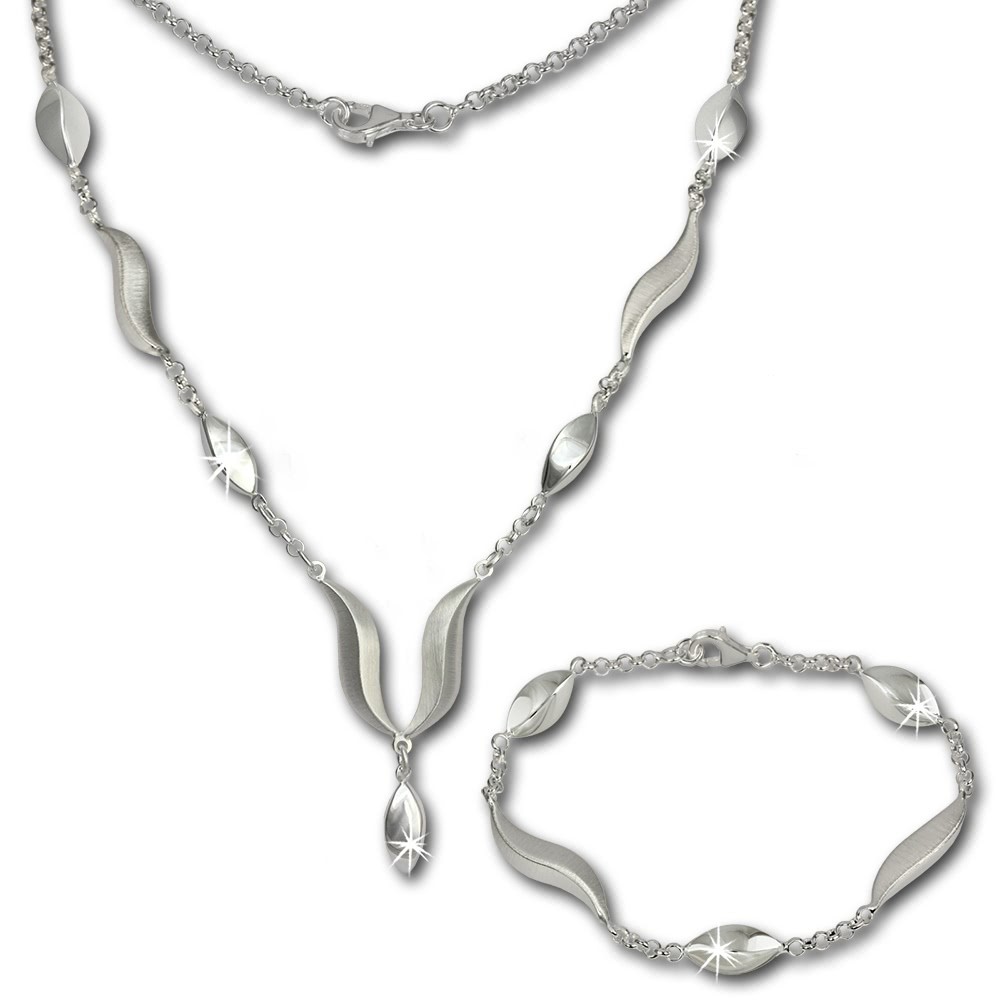 SilberDream Schmuck Set Wave Collier & Armband 925 Silber SDS410